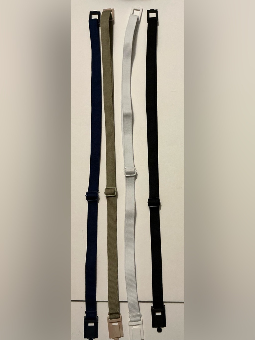 Adjustable Women’s  Elastic Strap Thin Belts 4 pack - Navy, Tan, White, Black